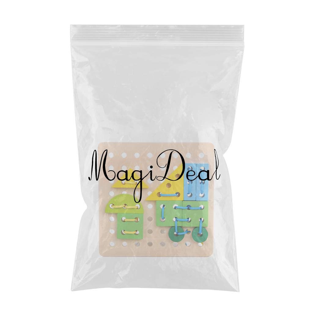 Enakshi Wooden Threading Board Toy - Montessori Lacing & Tracing Geometric Shapes Puzzle for Toddlers - Educational Preschool Learning Toy for Fine Motor Skills Development - Perfect for Home & Classroom Use