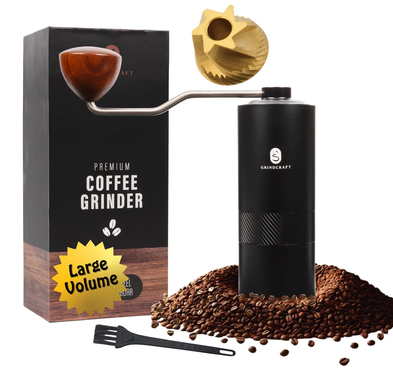 Premium Manual Coffee Grinder with Titanium-Plated Stainless Steel Burr - Adjustable Coarse to Fine Grind for Espresso, French Press, Moka Pot & Pour Over - 40g Large Capacity - Perfect for Home, Office & Travel by GRINDCRAFT