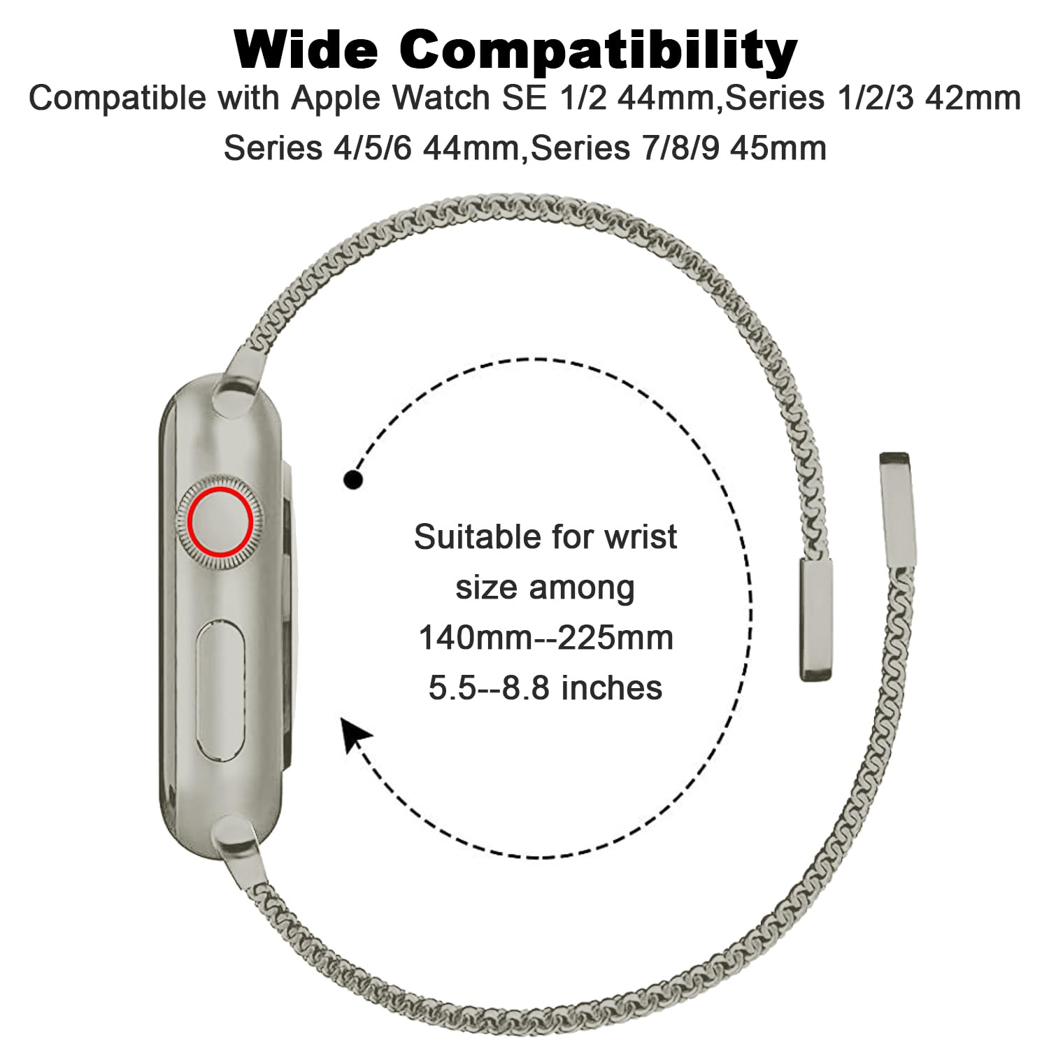 2-in-1 Stainless Steel Magnetic Loop Band & TPU Bumper Case for Apple Watch Ultra/SE/Series 9/8/7/6/5/4/3/2/1 - Durable Replacement Strap for Men & Women - Perfect for Workouts, Daily Wear & Outdoor Activities