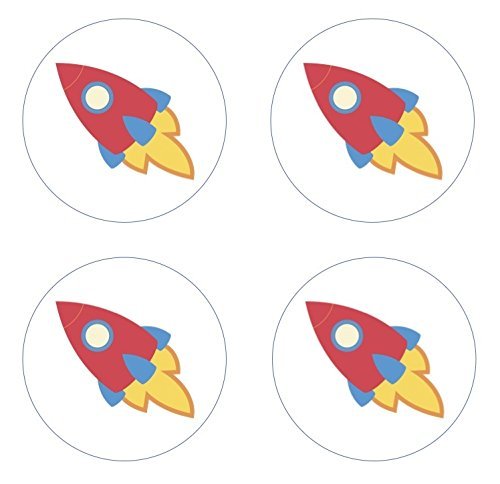 Rocket Spaceship Edible Cupcake Toppers - 24pcs Space Theme Cake Decorations for Birthday Parties, Baby Showers & Astronaut Themed Events