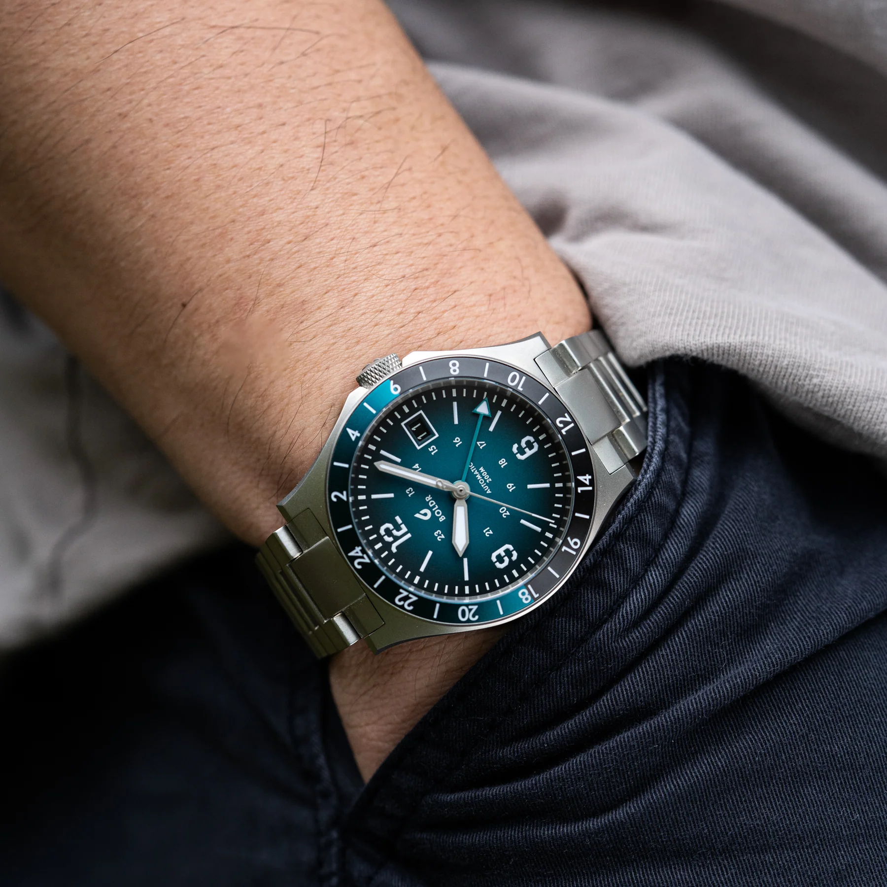 BOLDR Safari GMT Banff Automatic Watch - Stainless Steel GMT Diver for Men - Perfect for Travel, Adventure & Outdoor Activities