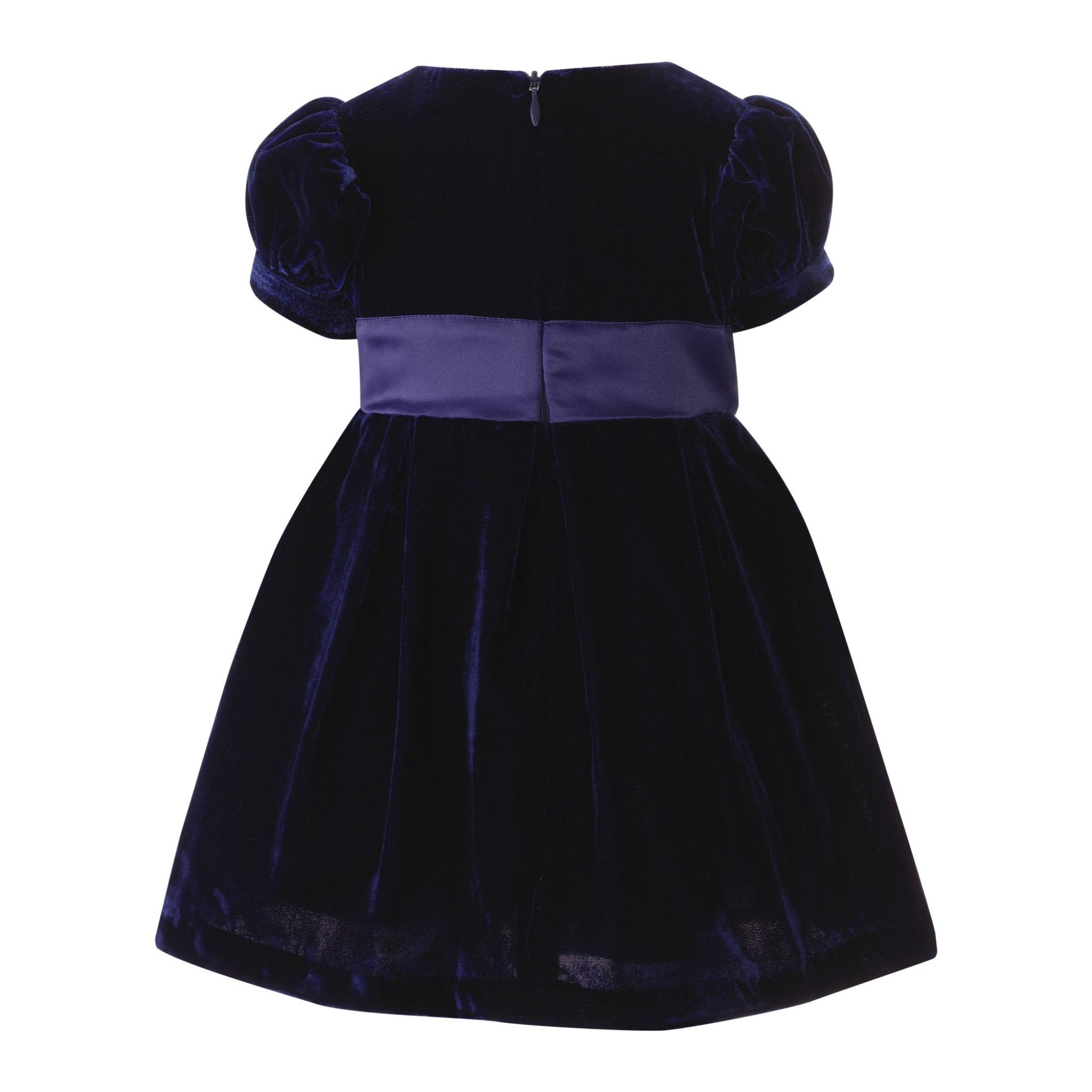 Baby Girl Crushed Velvet Bow Dress - Navy Blue Velvet Party Dress for Toddlers & Infants | Perfect for Birthday Parties, Christmas, Photo Shoots & Special Occasions