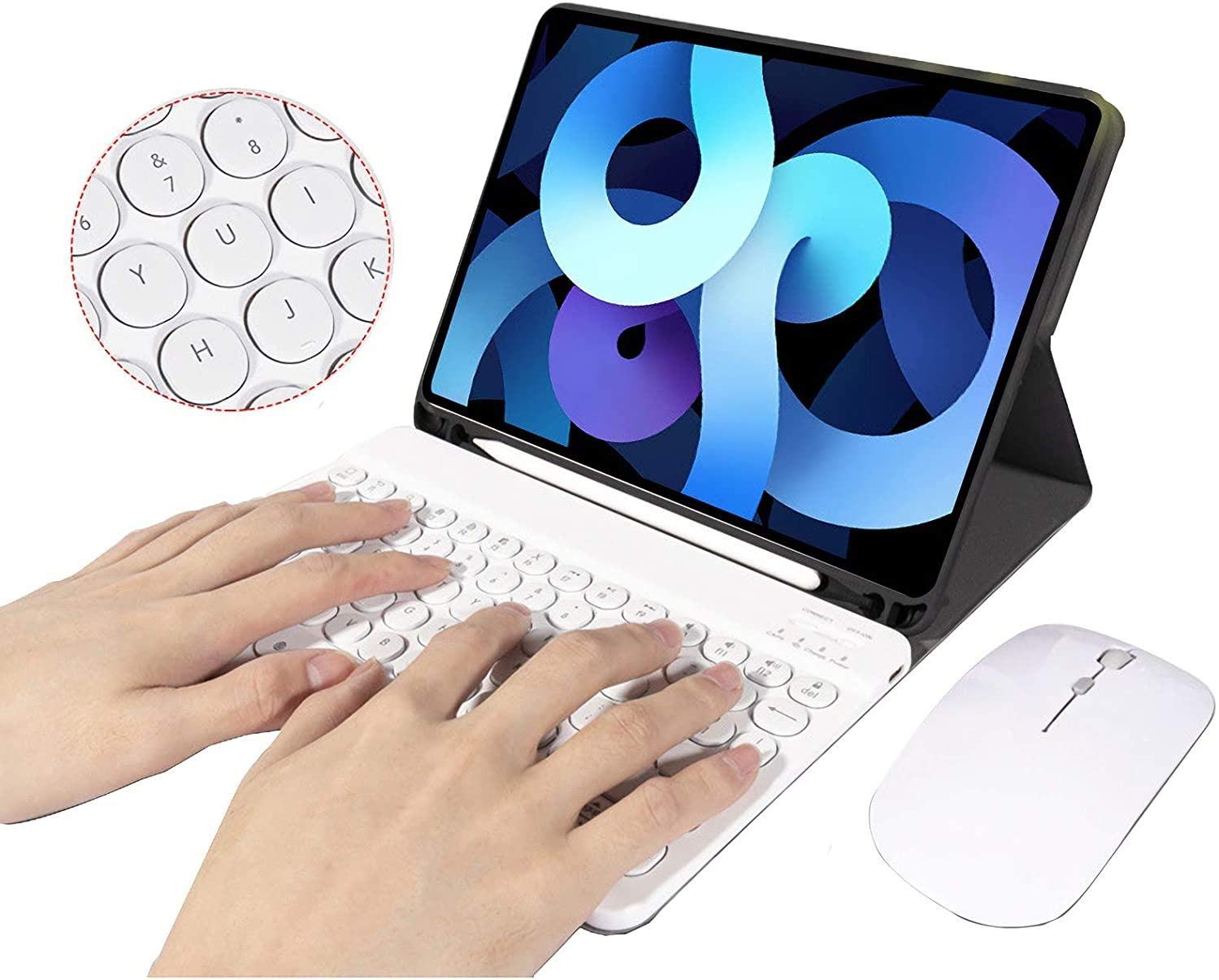2020 iPad Air 4 10.9-inch Keyboard Case with Backlit Detachable Keyboard - 7 Color Options, Slim Folio Smart Cover Compatible with iPad Air 4th Gen (Supports Apple Pencil Charging) | Gray with White Keyboard | Perfect for Work, Study & Travel