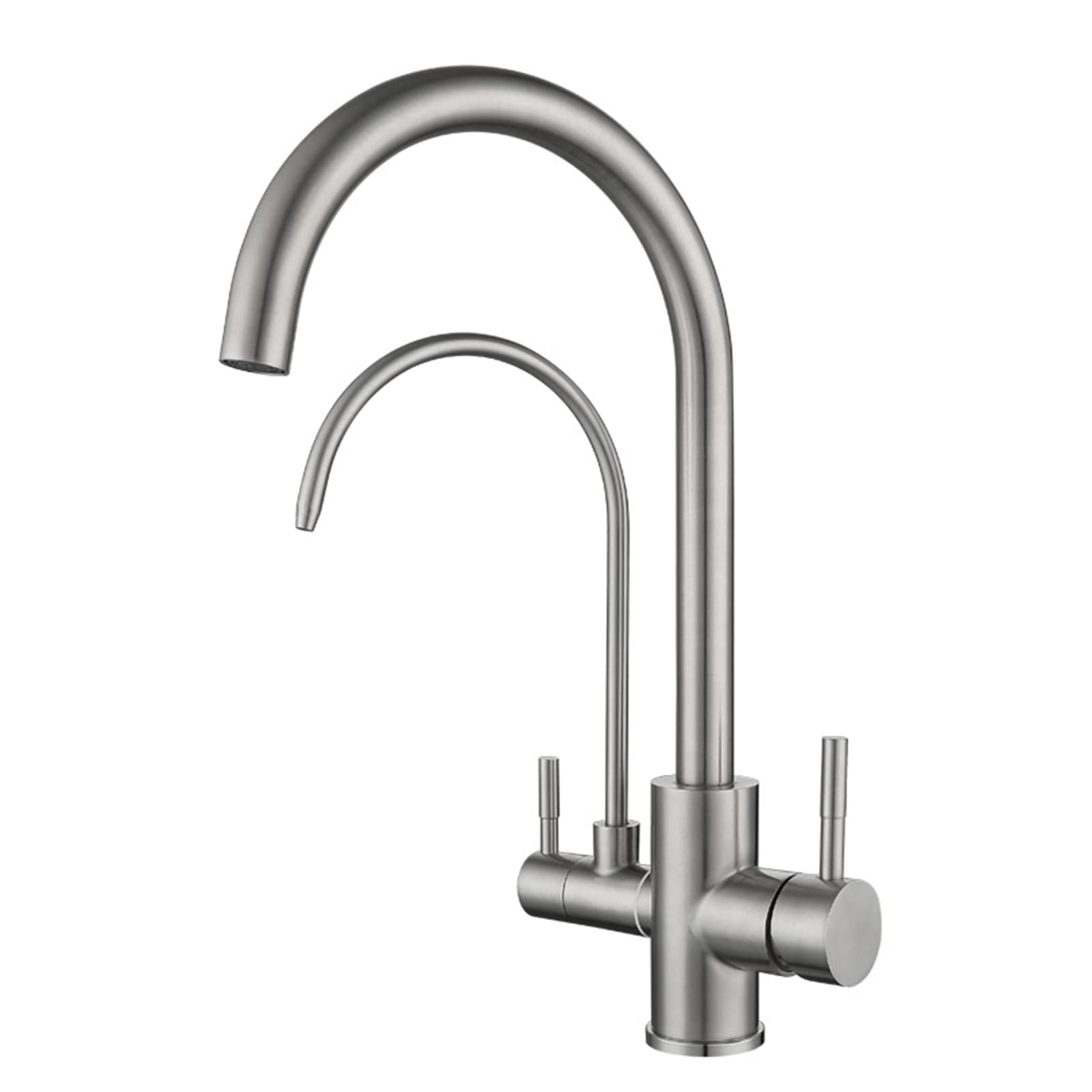 3-Way Stainless Steel Brushed Kitchen Faucet with Swivel Spout - Water Filter Faucet for Sink, Perfect for Modern Kitchens & Water Purification Systems