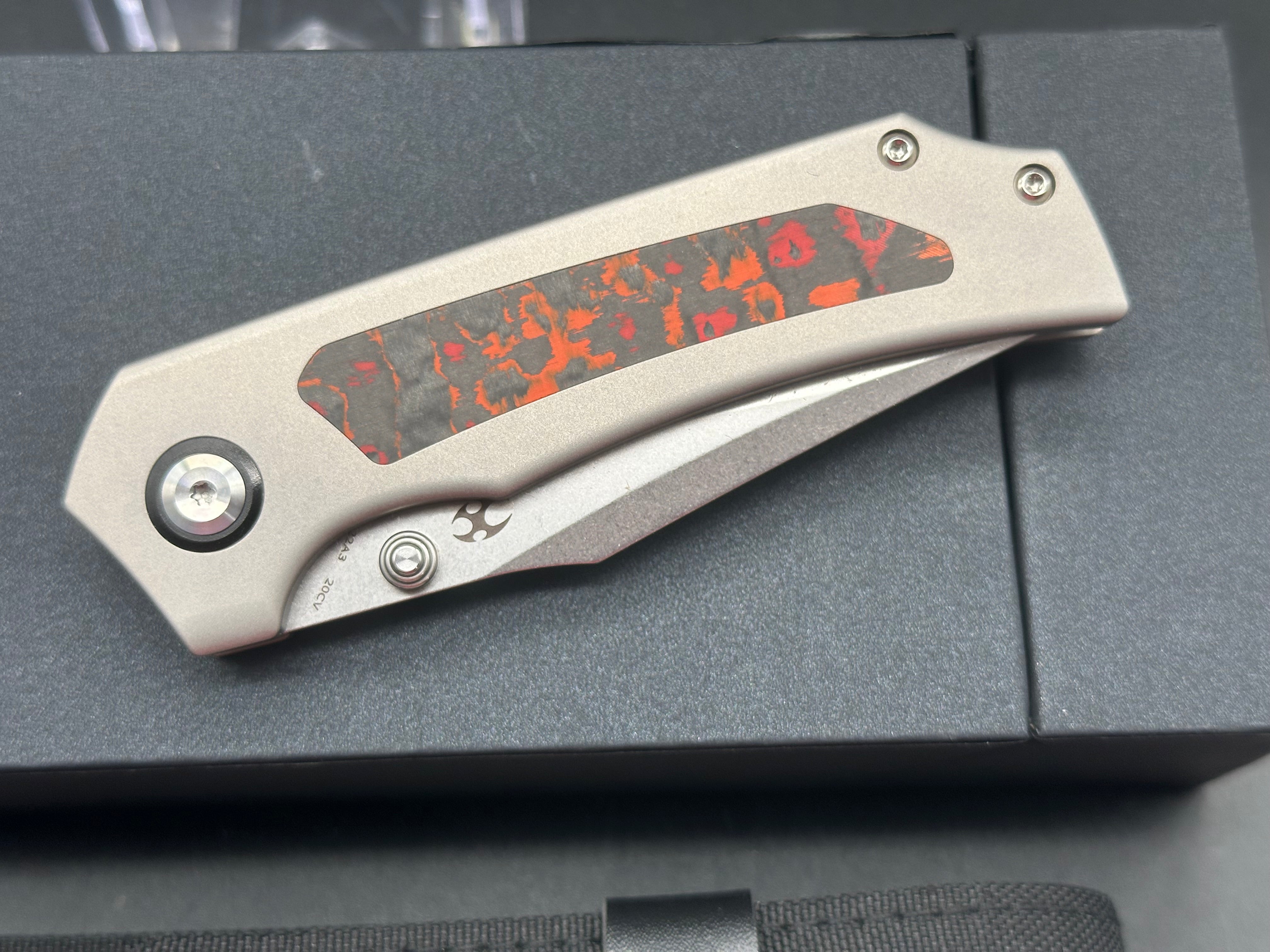 KANSEPT FERMI Folding Knife with FatCarbon Mars Valley Carbon Fiber Handle - EDC Pocket Knife for Outdoor, Camping, and Everyday Carry