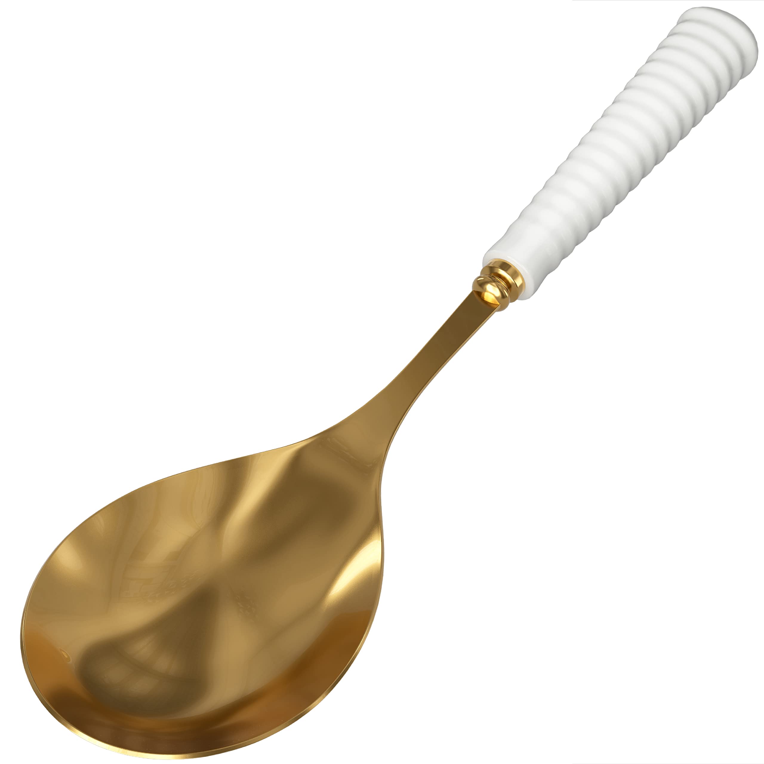 Sophie Conran Gold Serving Spoon 10 Inch - Elegant Ceramic Handle Pasta Spoon for Casseroles, Salads & Entertaining - Perfect for Dinner Parties, Holiday Meals & Formal Dining
