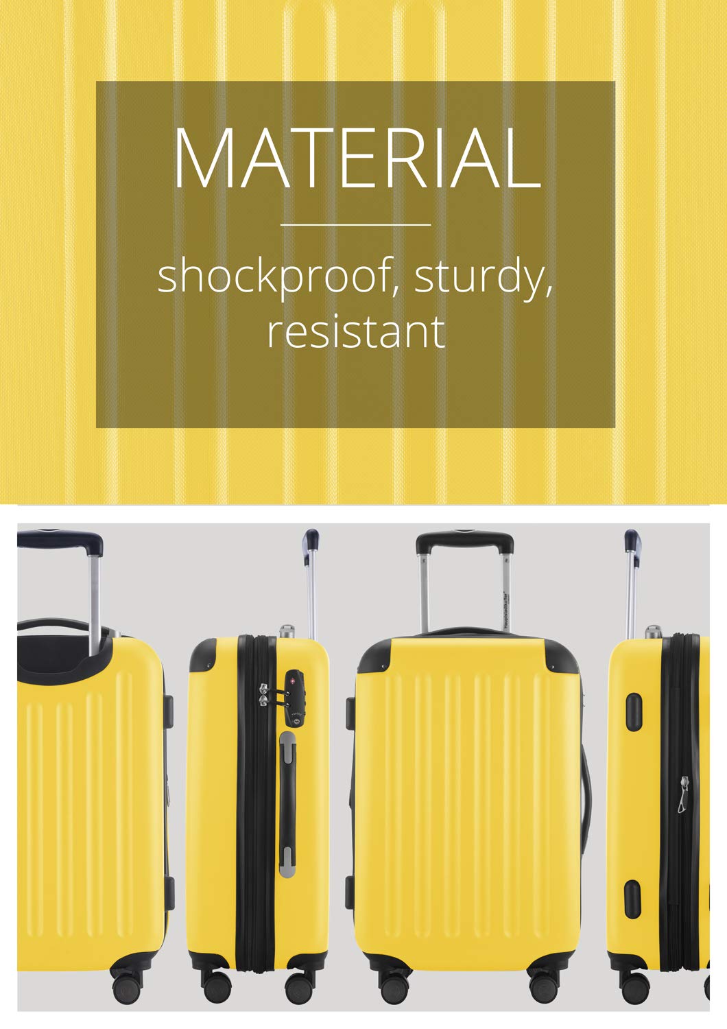 Premium Yellow 55cm Suitcase - Lightweight Durable Luggage for Travel, Business Trips & Weekend Getaways | Hauptstadtkoffer Brand