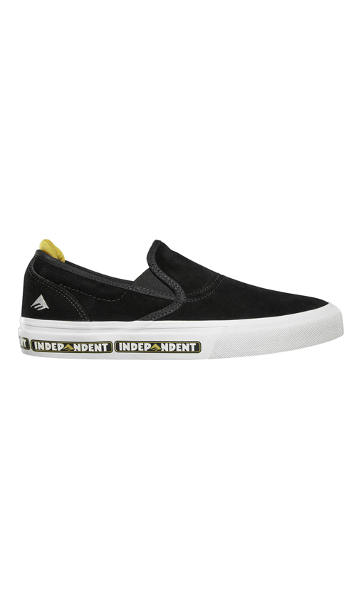 Emerica Wino X Indy Youth Slip-On Skate Shoes - Black | Comfortable Skateboard Sneakers for Boys & Girls | Perfect for Street Skating, School & Casual Wear