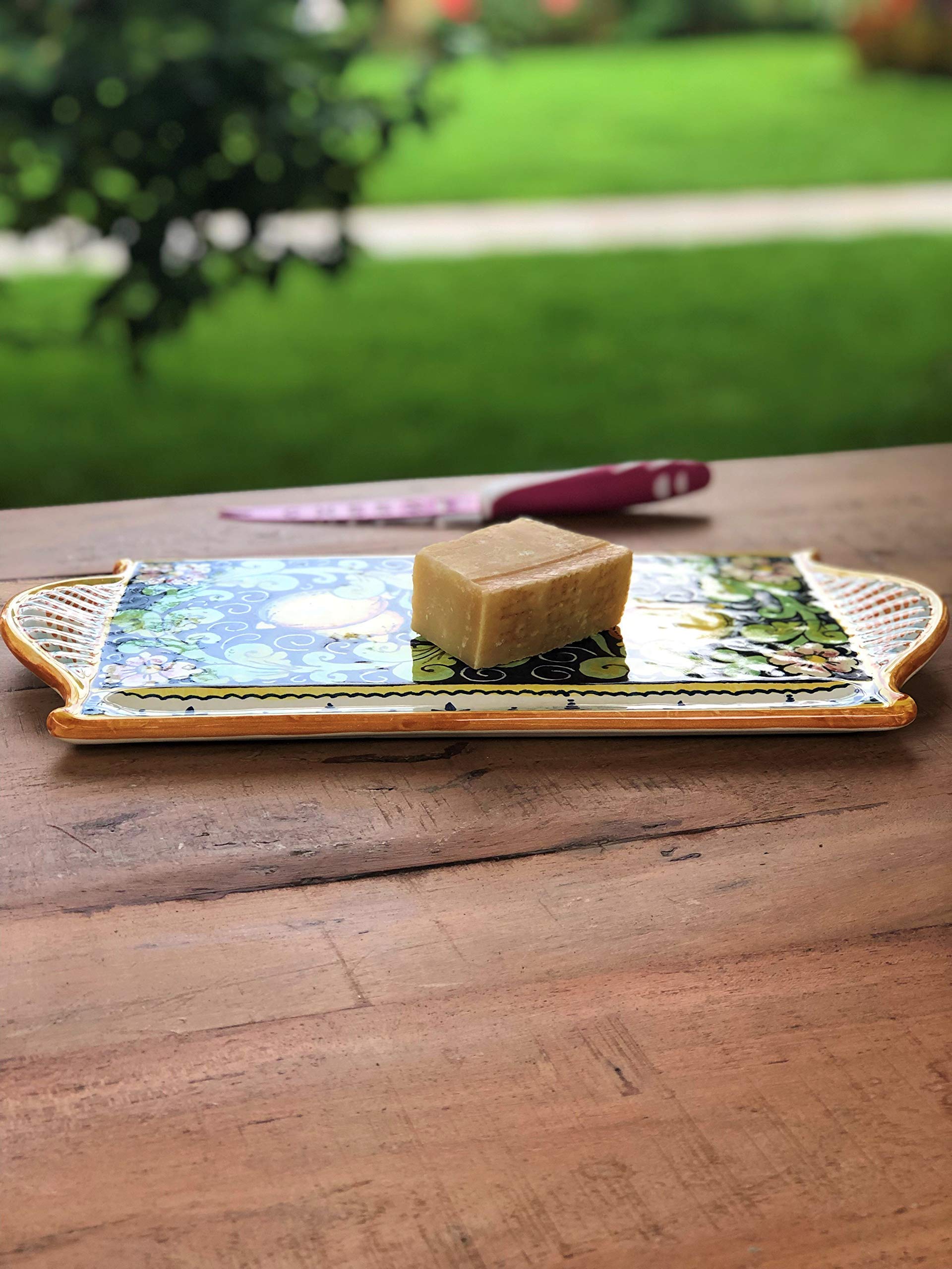 Italian Ceramic Cheese Tray - Hand Painted Tuscan Appetizer Plate with Lemon Design | Decorative Centerpiece for Cheese, Charcuterie & Entertaining | Made in Italy | CERAMICHE D'ARTE PARRINI