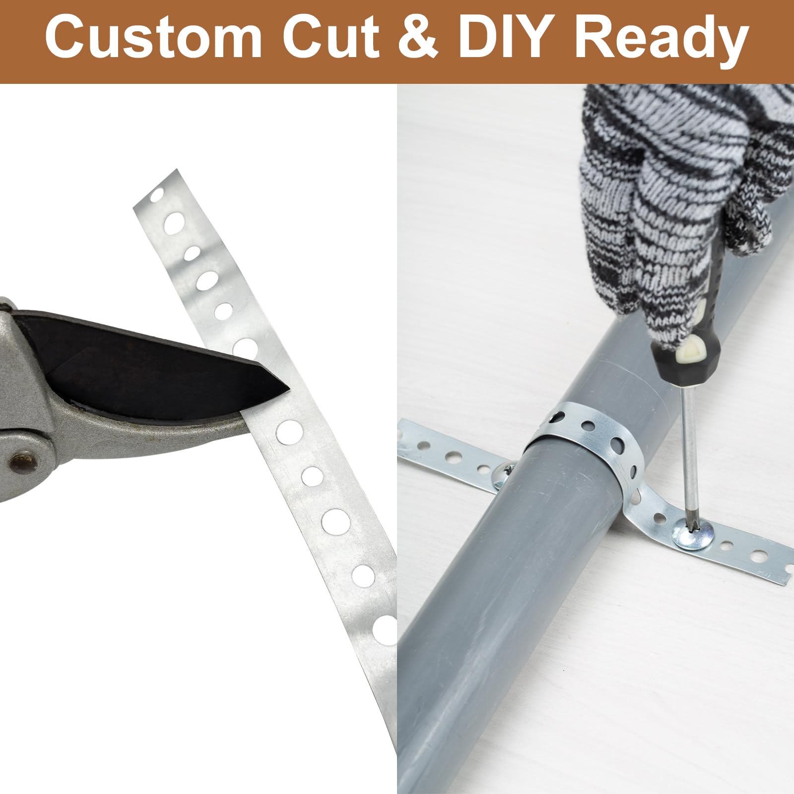 3/4-Inch x 100-Feet 24-Gauge Galvanized Metal Pipe Strap for Pipe Support, Hanging & Flexible Trimming - Pre-Drilled Holes for Easy Installation - Perfect for Plumbing, HVAC & DIY Projects