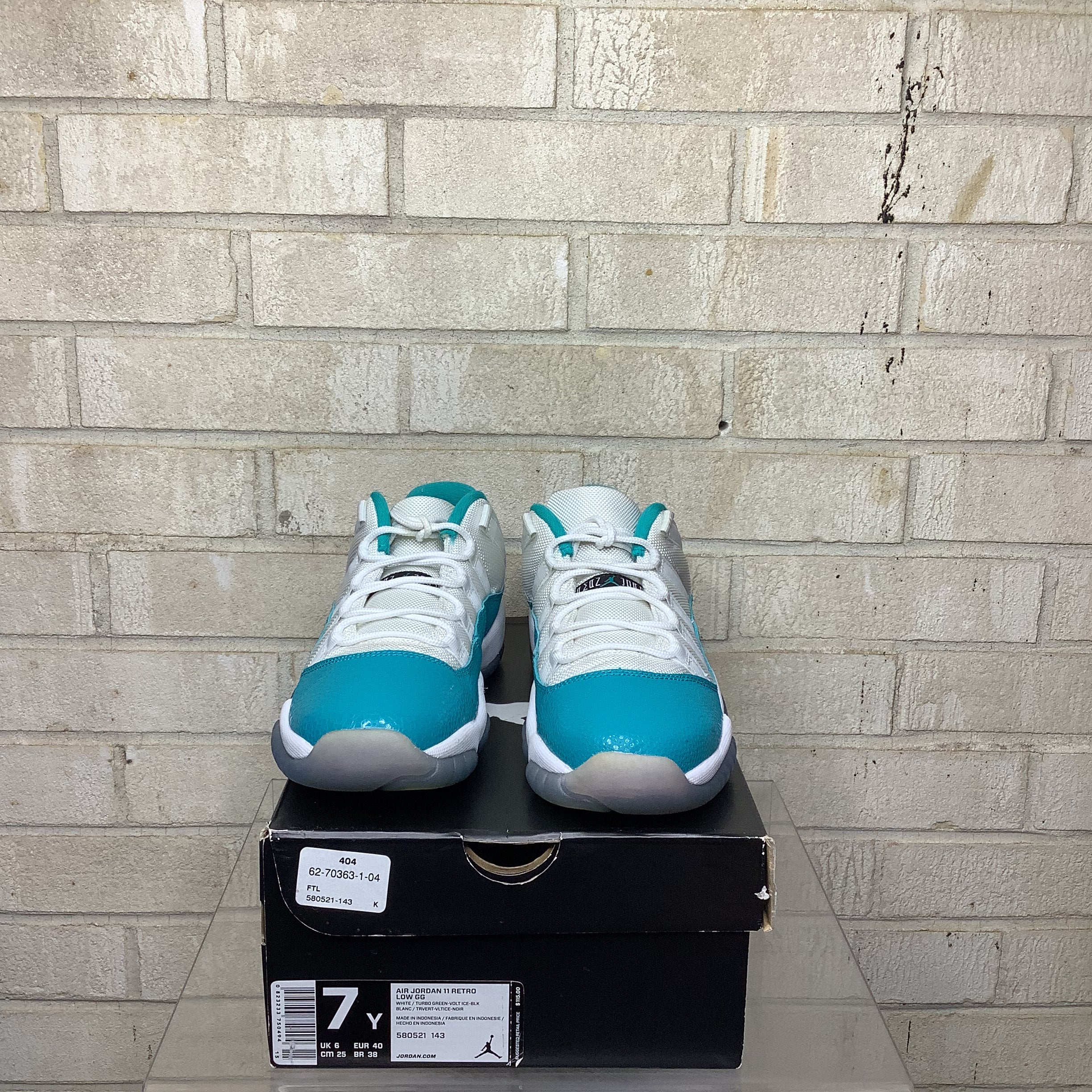 AIR JORDAN 11 LOW AQUA SAFARI Sneakers - Men's Size 7Y (580521-143) - Retro Basketball Shoes for Casual Wear & Street Style