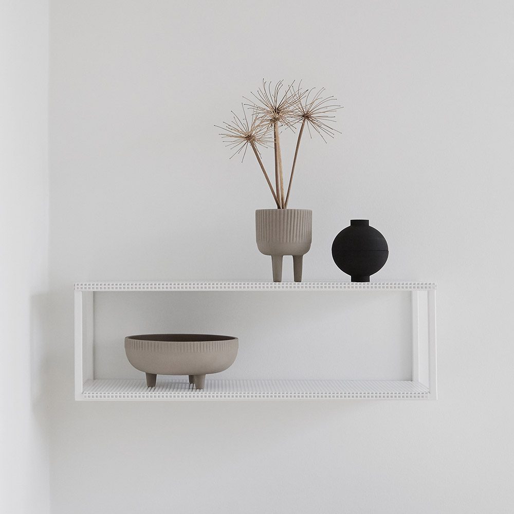 Kristina Dam Studio Large Grid Wall Shelf - Modern Beige Floating Shelf for Living Room, Bedroom & Office Decor | Wall Storage & Display Organizer