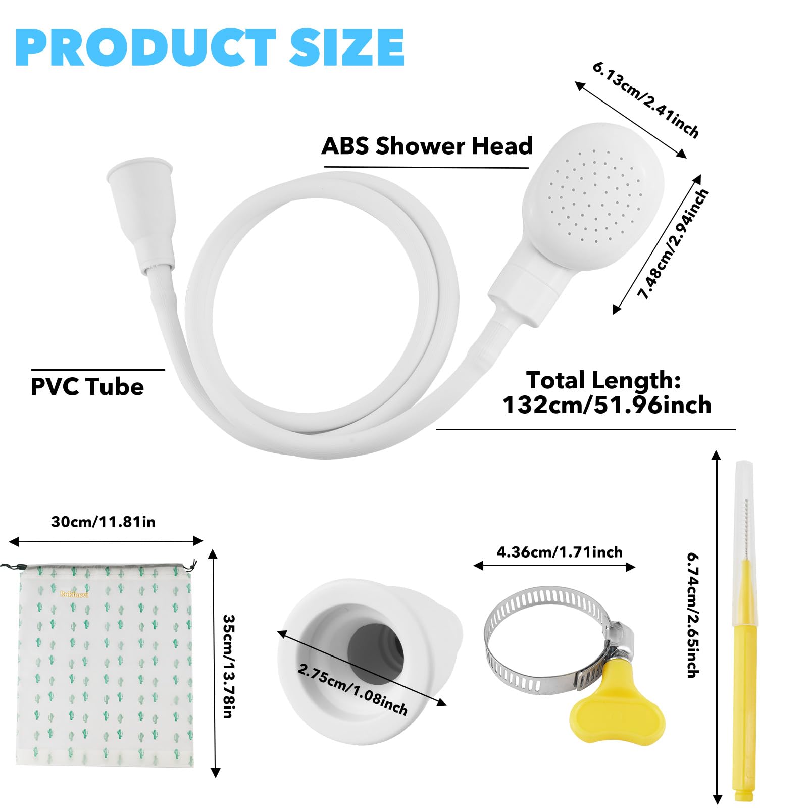 Portable Sink Spray Hose Attachment - Flexible Rubber Faucet Sprayer for Kitchen, Bathroom & Outdoor Use | Handheld Shower Head for Baby Bathing, Pet Washing, Hair Rinsing & Vegetable Cleaning (Yellow & White) - Perfect for Home, RV, Garden & Dog Grooming