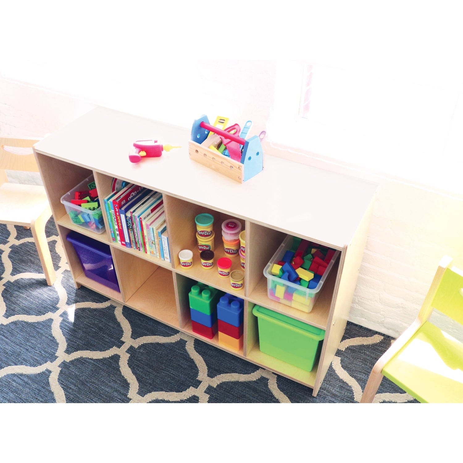 8-Cubby Storage Cabinet Organizer - Kids Toy & School Supplies Organizer for Playroom, Classroom & Home Organization