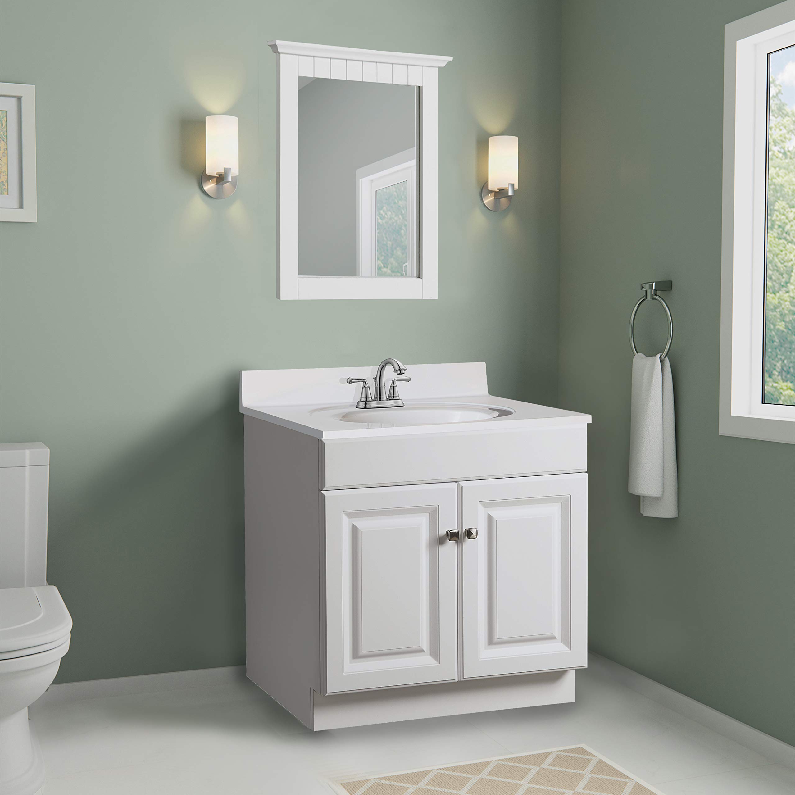 Wyndham 30-inch Unassembled Bathroom Vanity Cabinet Without Top - White Finish, 2 Door Design for Modern Bathroom Remodeling | Perfect for Small Bathrooms & Powder Rooms
