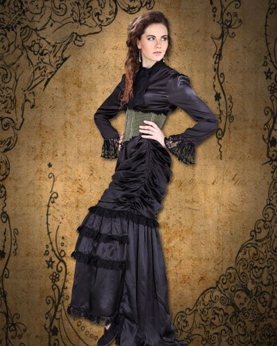 Steampunk Victorian Gothic Cosplay Costume for Women - Elegant Lace-Up Corset Dress with Bustle Skirt | Perfect for Halloween, Cosplay, Renaissance Fairs & Themed Parties