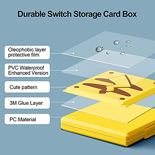 Nintendo Switch Case - Slim Hard Shell Protective Cover with 12 Game Cartridge Slots | Shockproof & Portable Storage for Switch NS NX | Perfect for Travel, Gaming Parties & On-the-Go Protection (Pika Tail)