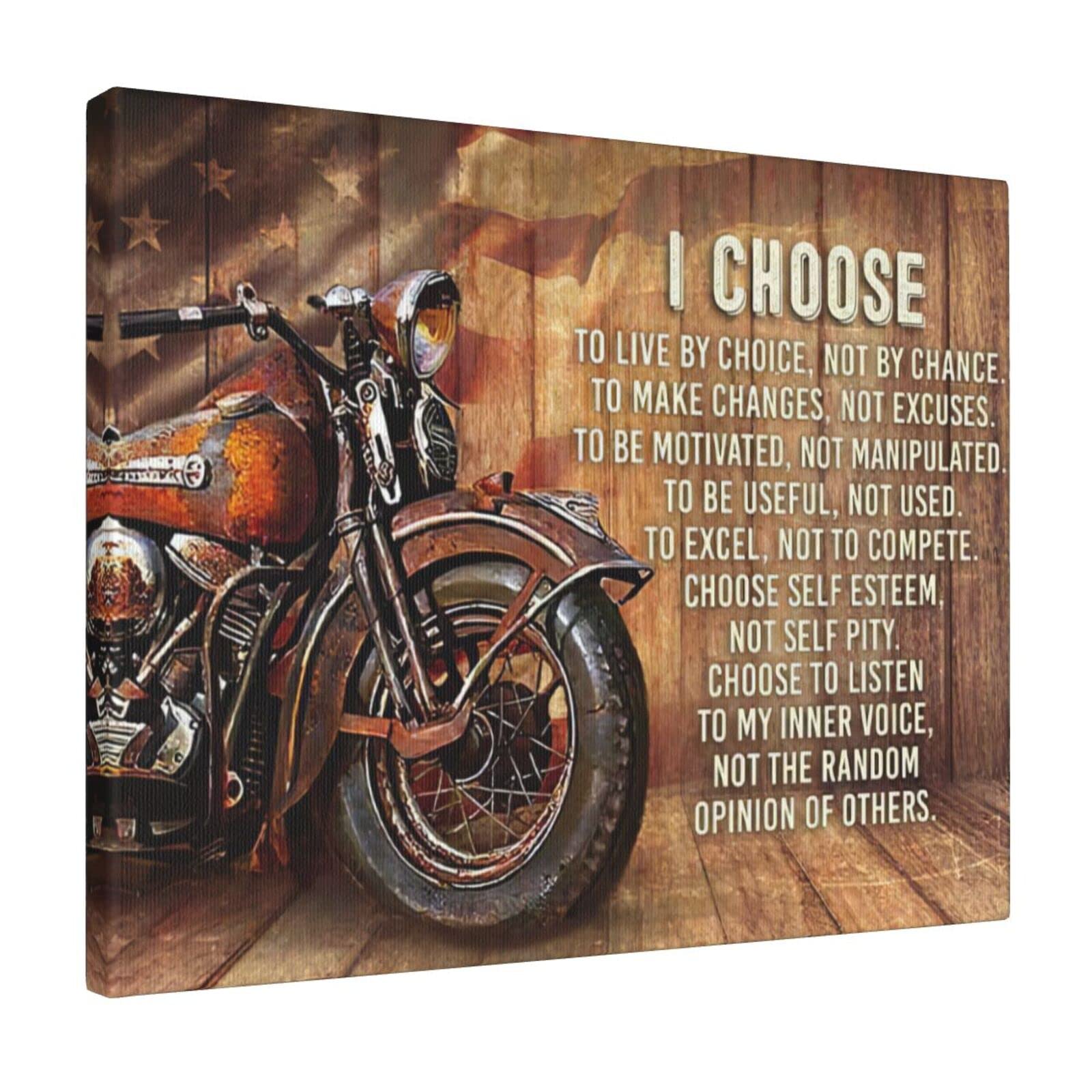 Vintage Motorcycle Wall Art - Inspirational Canvas Painting Framed Decor for Bathroom, Bedroom, Living Room - 16x20 Inch Modern Motorcycle Picture - Perfect for Home, Office & Man Cave Décor