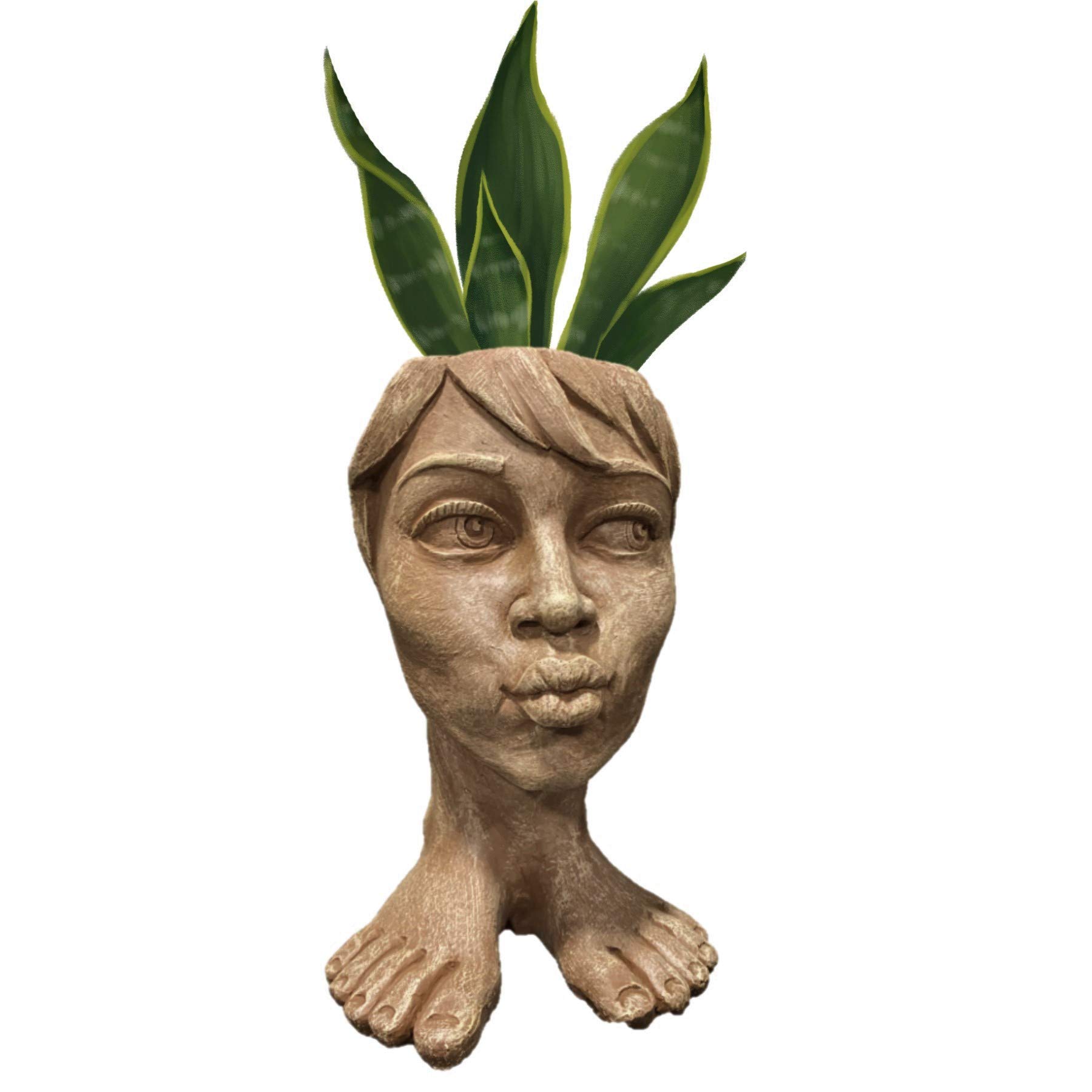 Tia Maria Planter Face Pot - Stone Wash Finish Garden Statue for Patio Decor, Outdoor & Indoor Plant Holder - Perfect for Home Garden, Porch, and Backyard Landscaping