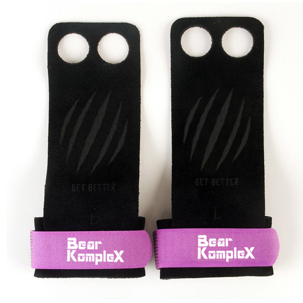 Bear KompleX 2-Hole Hand Grips for CrossFit & Weightlifting - Durable Purple Gymnastics Grips for Pull-Ups, Rowing & Workout Protection