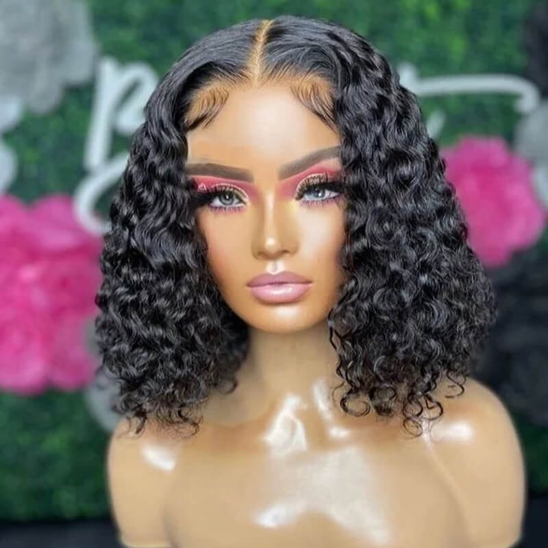 Buy 2 Human Hair Wigs for $139 | Dak Blue 13x4 Lace Frontal Bob Wig + Free 4x4 Glueless Curly Bob Wig | Perfect for Daily Wear, Cosplay & Special Occasions