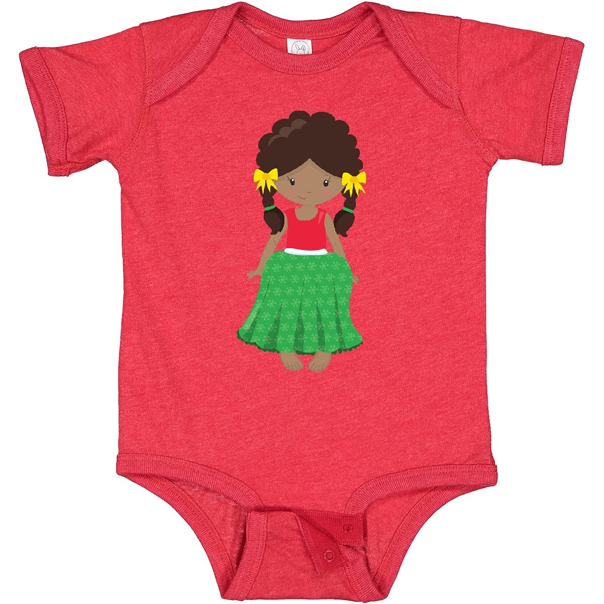 Inktastic African American Girl Fashion Baby Bodysuit - Green Skirt Design for Casual Wear, Family Outings & Photoshoots