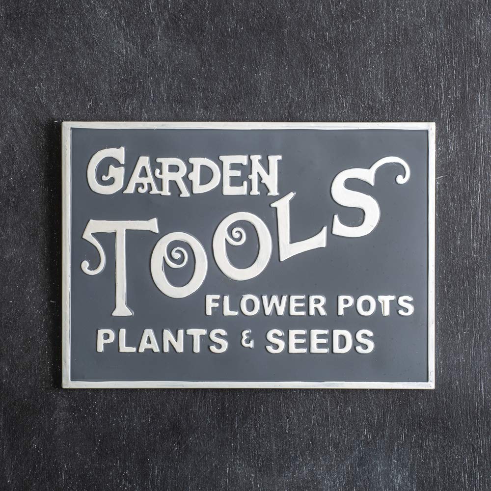 Vintage Colonial Tin Works Garden Tools Metal Wall Sign - Rustic Farmhouse Decor for Outdoor & Indoor Use - Perfect for Garden Sheds, Patios, and Country Kitchens