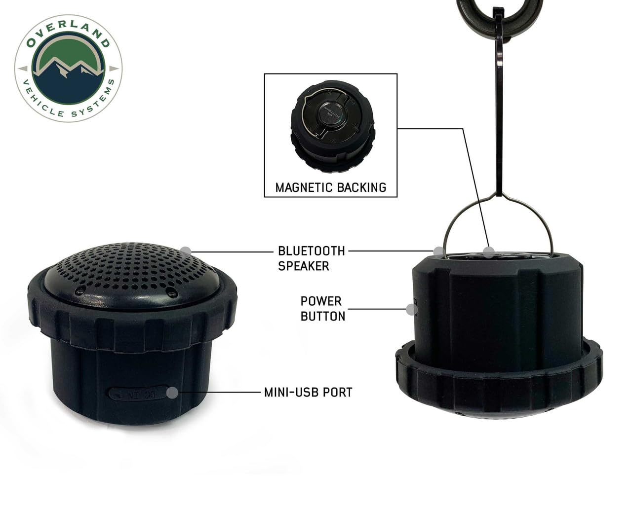 Overland Vehicle Systems Wild Land Camping Gear - UFO Solar Lantern with Bluetooth Speaker, Portable Light Pods & 9.75
