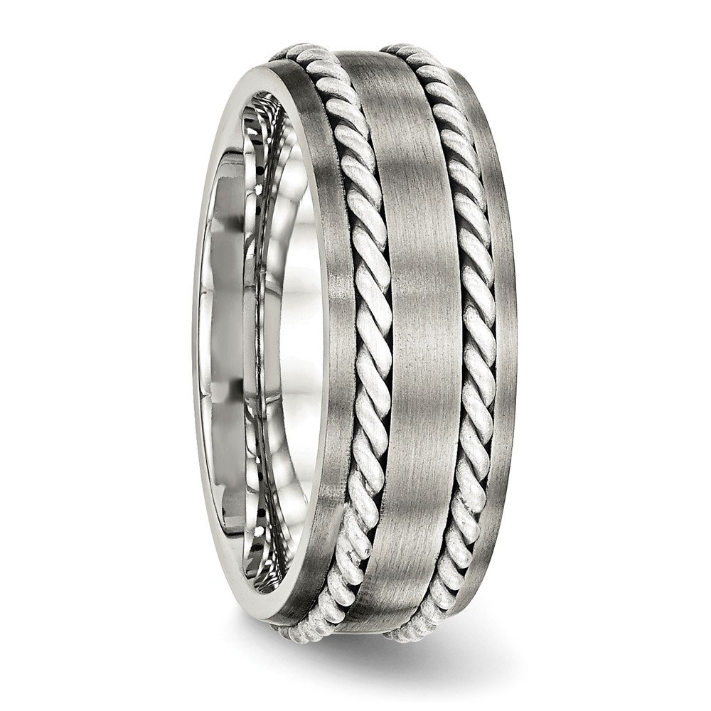Premium Stainless Steel Brushed Silver Double Twist Inlay Ring for Men & Women - Perfect for Weddings, Anniversaries, and Everyday Fashion Jewelry