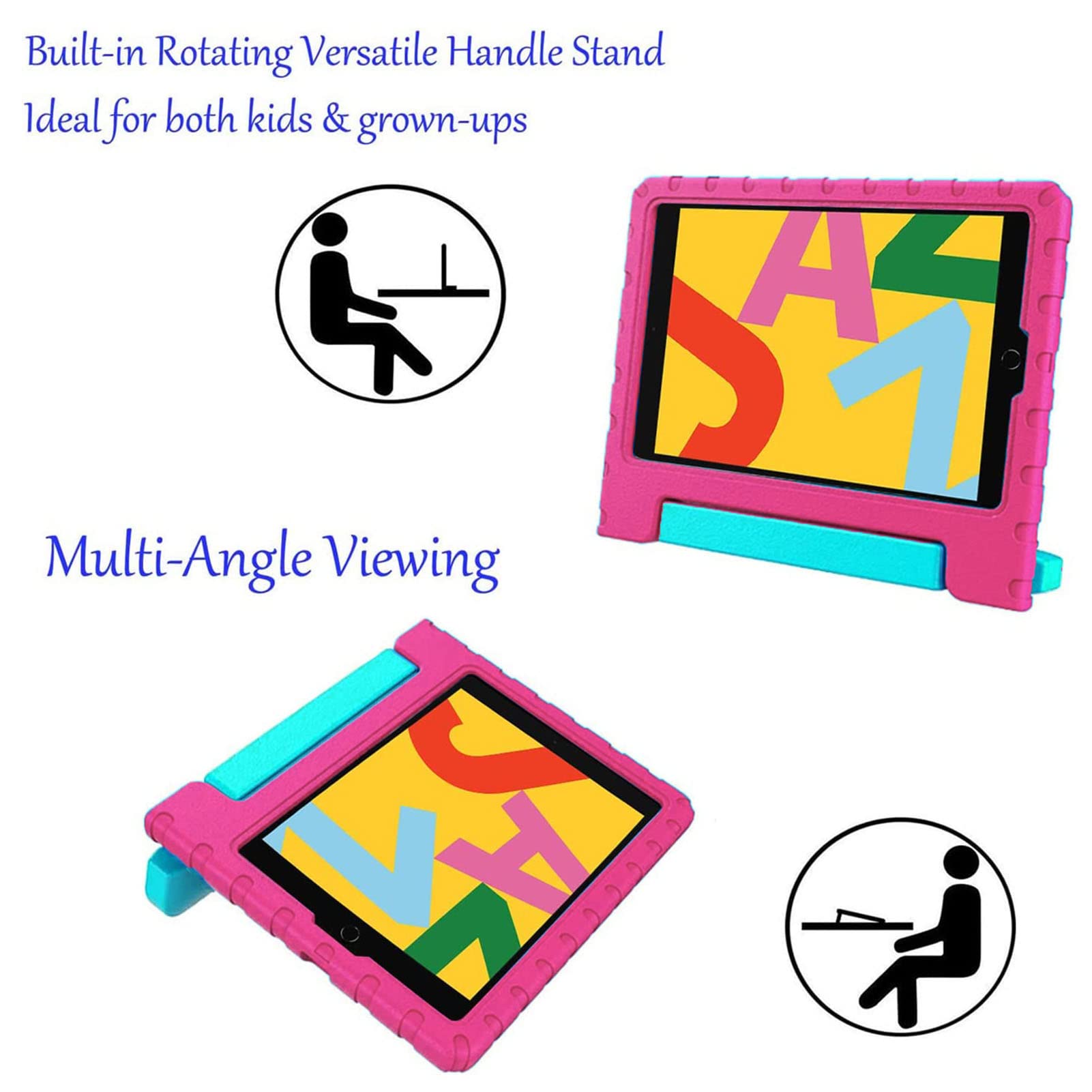 Shockproof Lightweight iPad Case with Handle Stand - Compatible with iPad 9th/8th/7th Gen 10.2