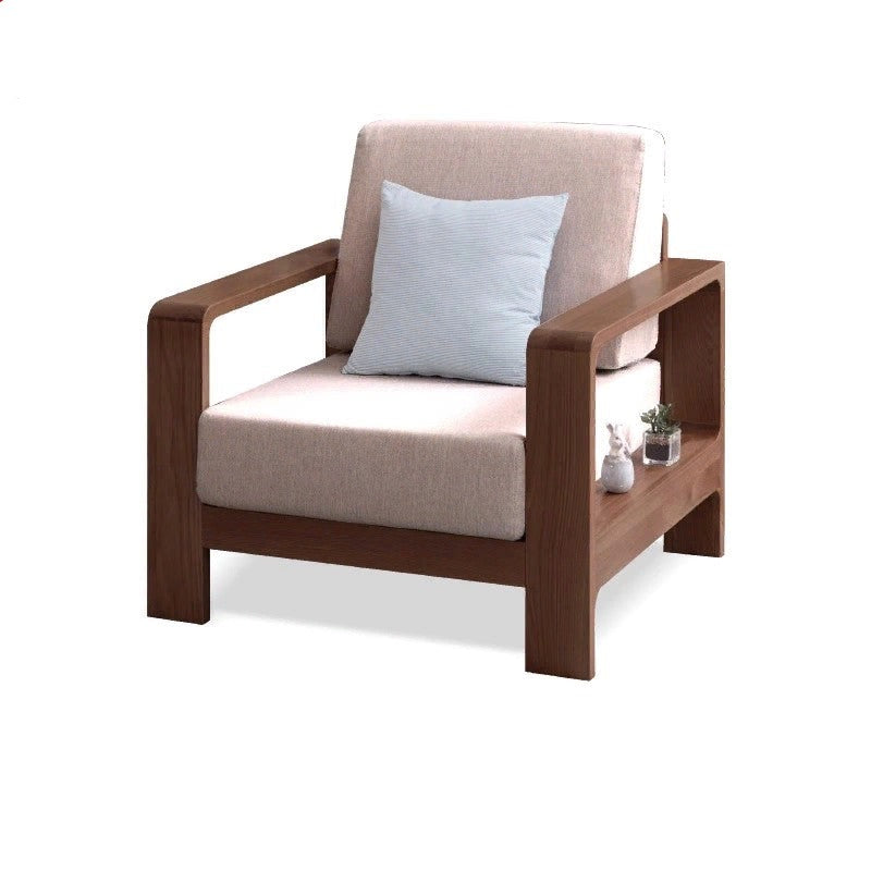 Oak Solid Wood Modern Fabric Sofa - Contemporary Living Room Furniture for Small Spaces & Apartments | Durable & Stylish Home Decor