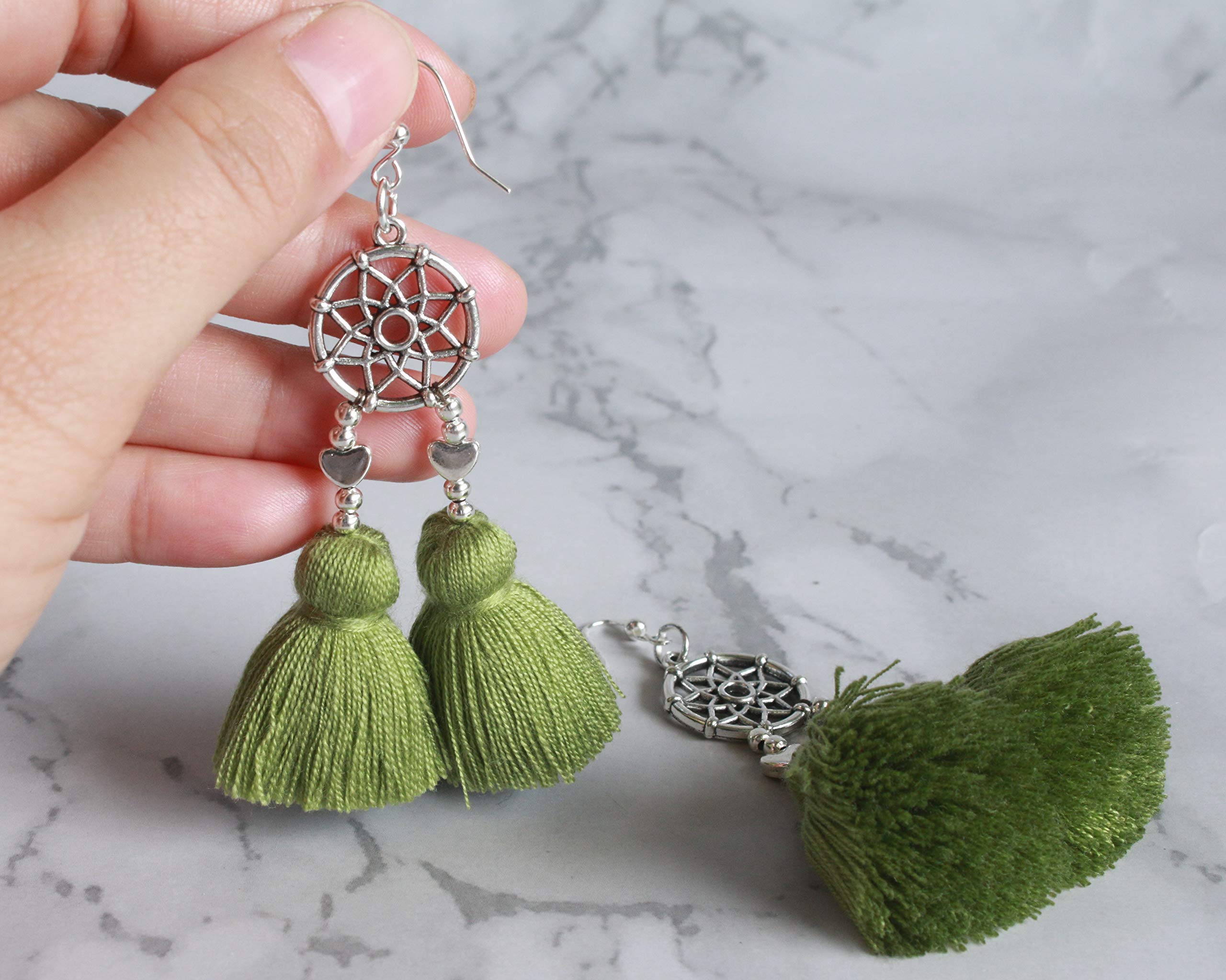 Dream Catcher Drop Earrings for Women - Colorful Tassel Bohemian Dangle Earrings with Heart Charm, Handmade Boho Jewelry Gift for Girls | Perfect for Festivals, Parties & Everyday Wear