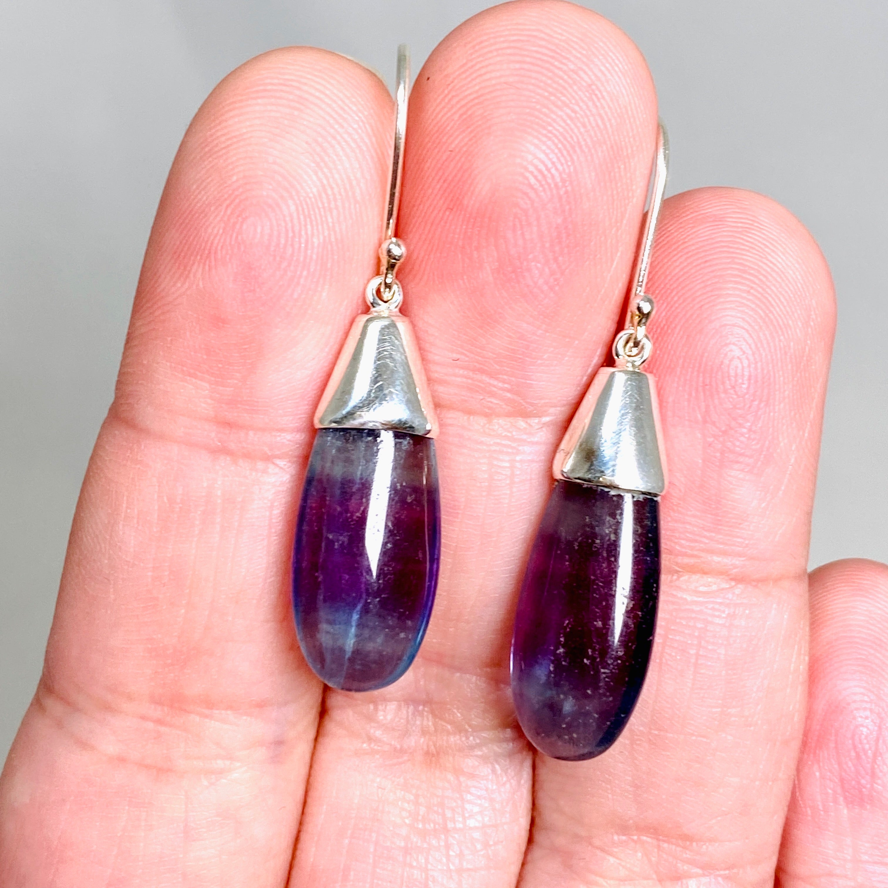 Fluorite Teardrop Cabochon Earrings - Handmade Gemstone Jewelry for Women - Perfect for Boho Style & Everyday Wear