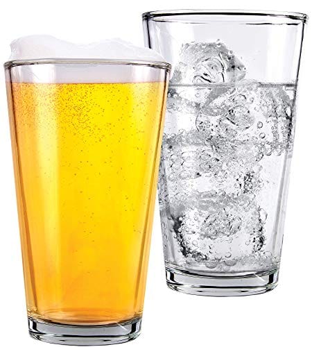2 Pack 16 oz Clear Pint Beer Glasses - Elegant Tall Drinking Tumblers for Beer, Cocktails & Beverages - Pub Style Glassware for Home Dining, Bars, Parties & Outdoor Gatherings - by Kitchen Lux