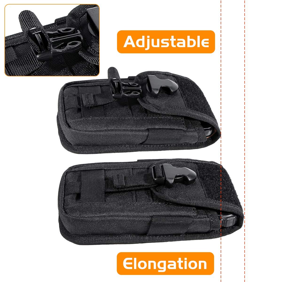 Tactical Phone Holster Pouch - Molle Compatible Waist Belt Holder for iPhone 16 Pro/15 Pro (4.7