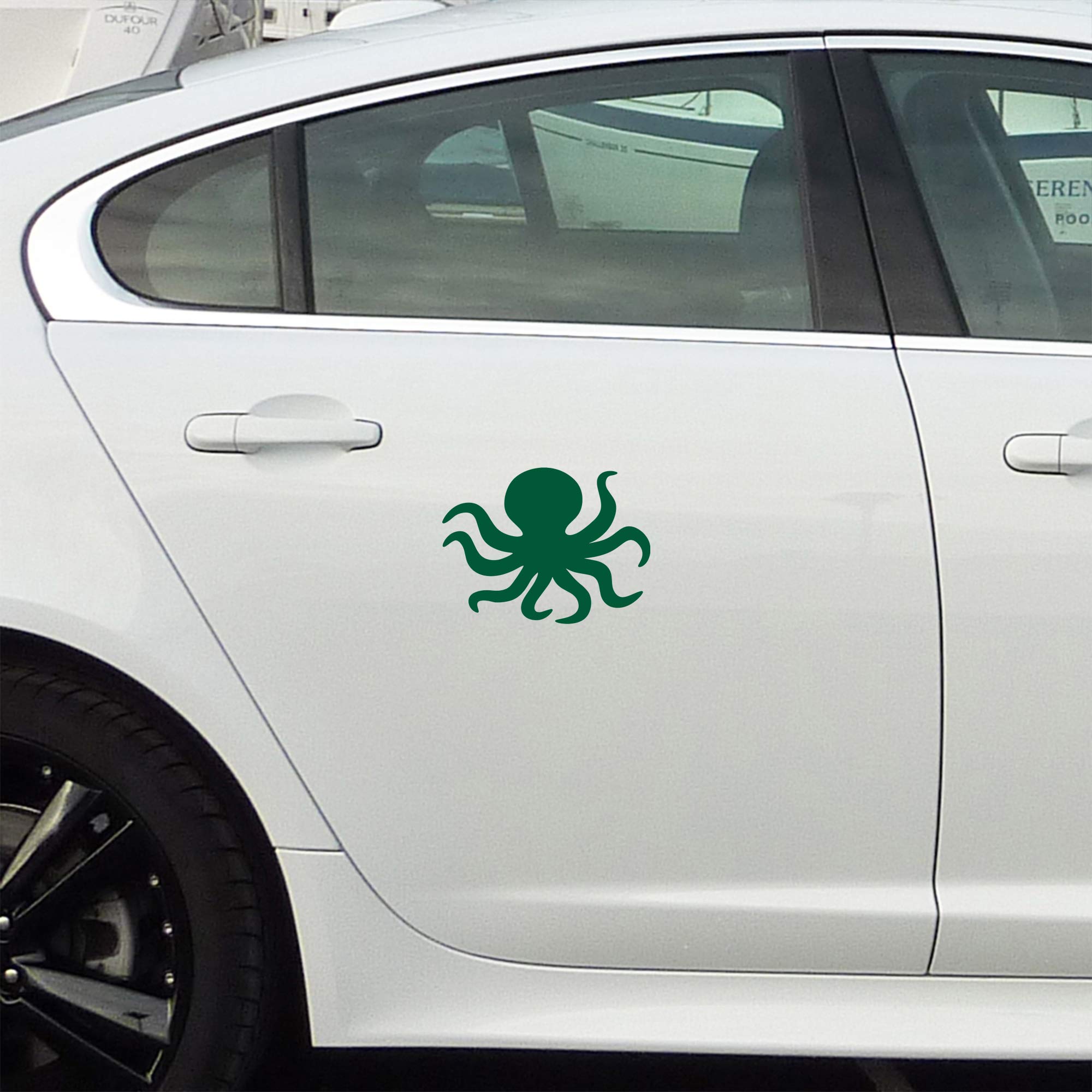 Premium Waterproof Vinyl Decal Stickers - Octopus Silhouette Design (Set of 2, Green) for Laptop, Phone, Helmet, Car Window, Bumper, Mug, Cup, Door & Wall Decoration | Durable Adhesive for Indoor & Outdoor Use