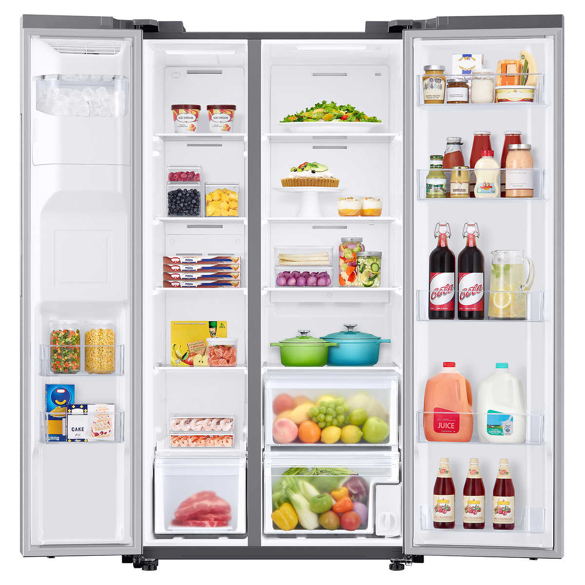 SAMSUNG 22 cu. ft. Counter Depth Side by Side Refrigerator in Stainless Steel (RS22T5201SR/AA) - Energy Efficient French Door Fridge with FlexZone, Perfect for Modern Kitchens & Open Floor Plans