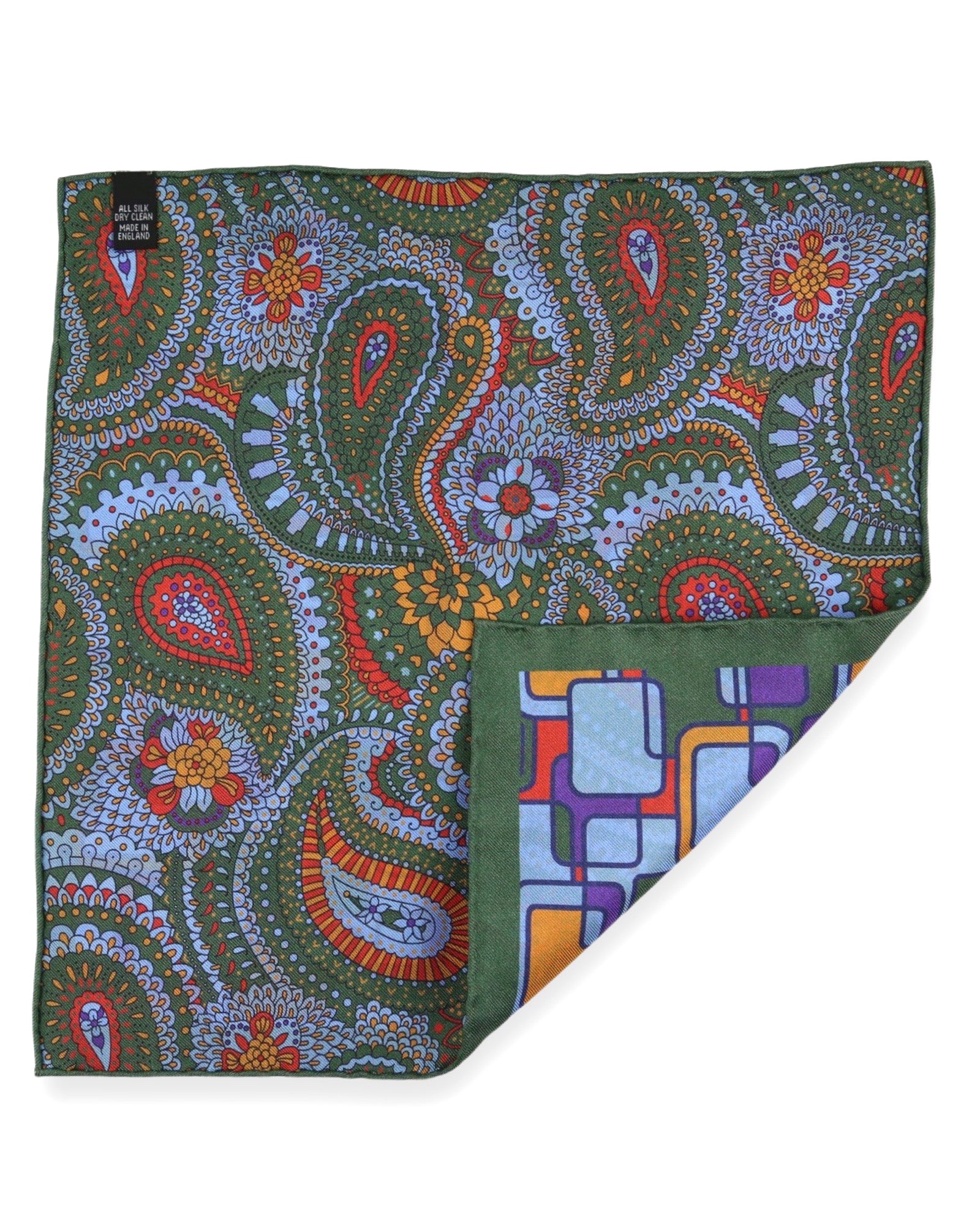 DÉCLIC Maxwell Reversible Pocket Square - Green Silk Handkerchief for Men's Suit | Perfect for Weddings, Business Meetings & Formal Events