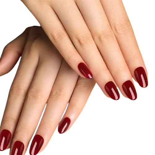 12 Pcs Pure Color Fake Nails with Glue - HAPPY FINGERS Artificial Nails Set for Manicure, Nail Art & Party Wear (Style 036)