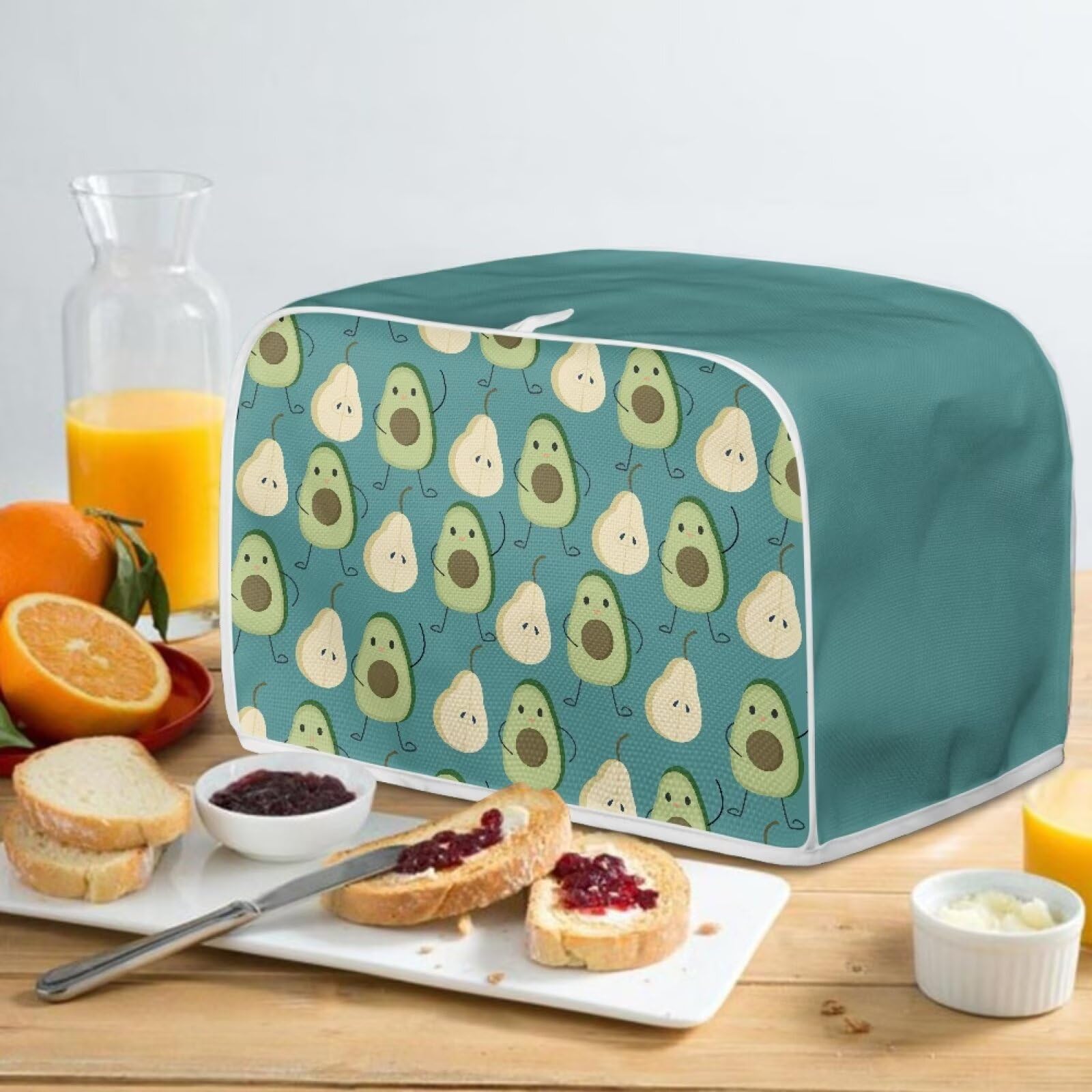Avocado 2-Slice Toaster Cover - Lightweight Washable Dust Protection Case for Bread Maker & Oven Toaster - Perfect for Kitchen Countertop & Table Decor (Home Use, Breakfast, Small Appliance Protection)
