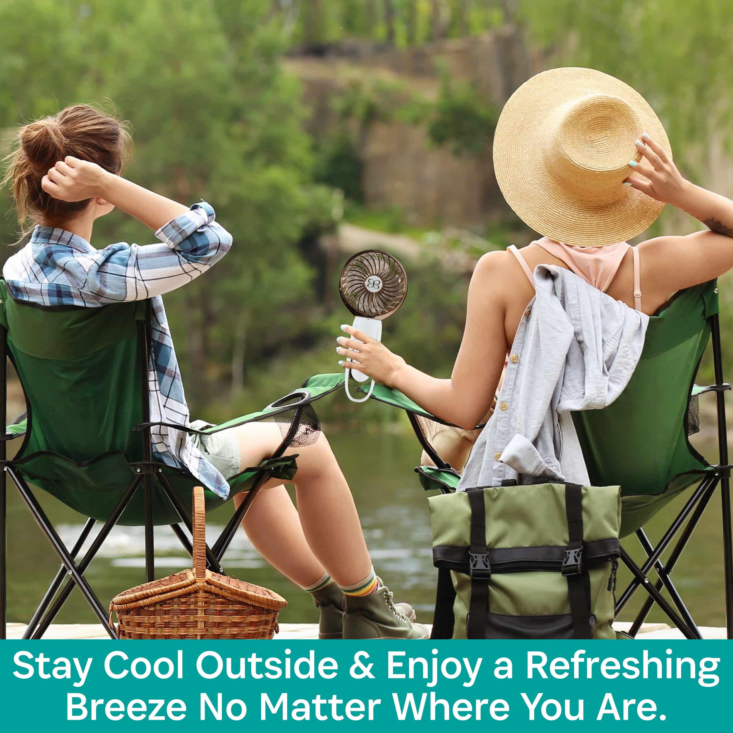 Buggygear 3 Speed USB Rechargeable Clip Fan with Power Bank & LED Flashlight - Portable Cooling Fan for Camping, Travel, Dorm, Office, Outdoor Activities (White/Rose Gold) | Perfect for Summer, Beach, Picnics & Emergency Power Backup