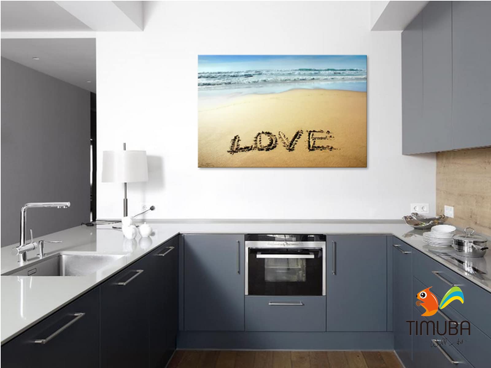 TIMUBA Beach Sunset Canvas Wall Art - 32x48 Inches Ocean Landscape Painting for Bathroom & Living Room Decor - Perfect for Coastal, Nautical & Beach House Themes