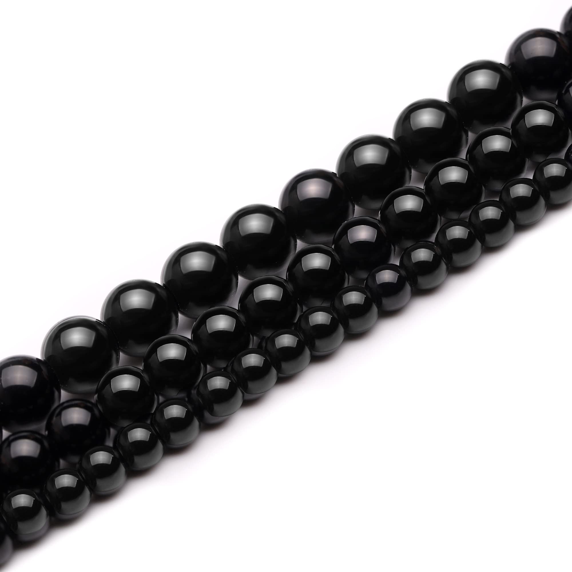 Youngbling 8mm Black Onyx Gemstone Beads for Jewelry Making - Genuine Natural Polished Round Smooth Stone Beads for DIY Bracelets, Necklaces (15 Inch Strand) - Perfect for Boho, Handmade & Healing Crystal Jewelry Designs
