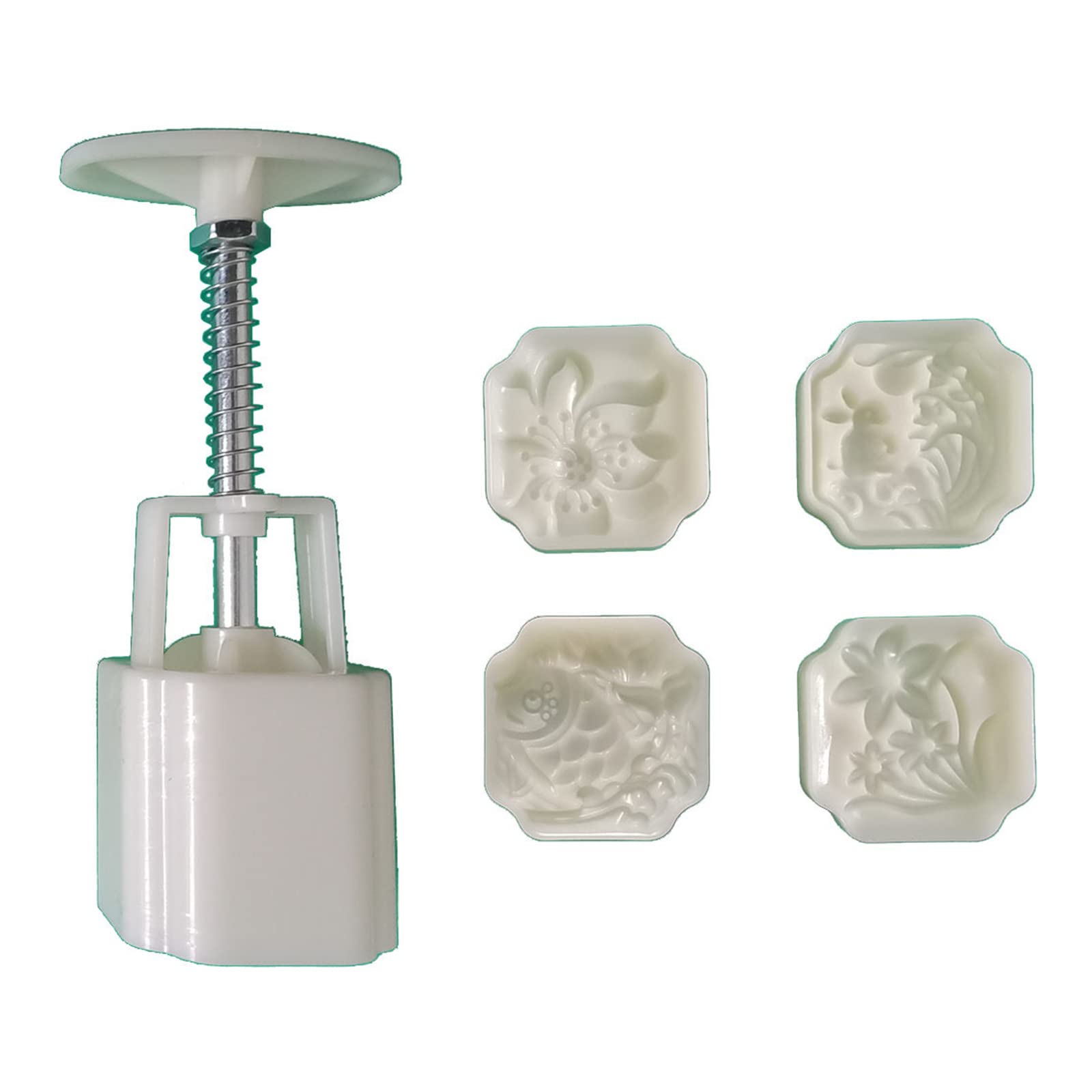Premium Mooncake Molds Set - 4 Plastic Pastry Moulds with Different Stamps for Baking, DIY Mooncakes & Asian Desserts - Perfect for Mid-Autumn Festival, Home Baking & Gift Making
