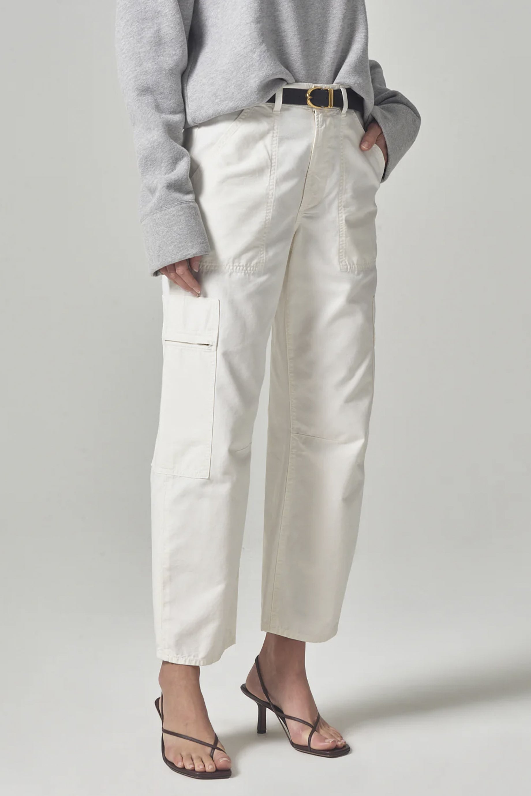 Citizens of Humanity Marcelle Cargo Pants in White | Women's High-Waisted Utility Pants for Casual Wear & Street Style