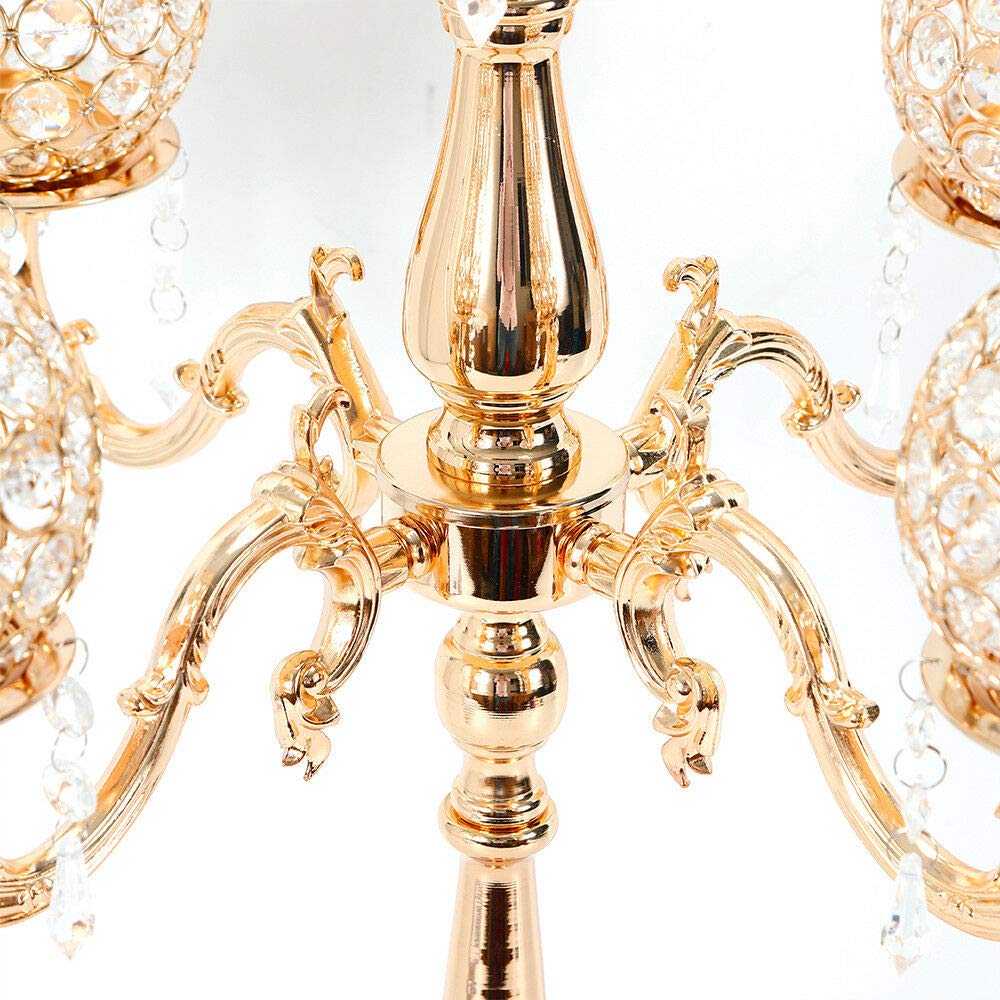 5-Arm Crystal Candle Holders Gold - 29.1