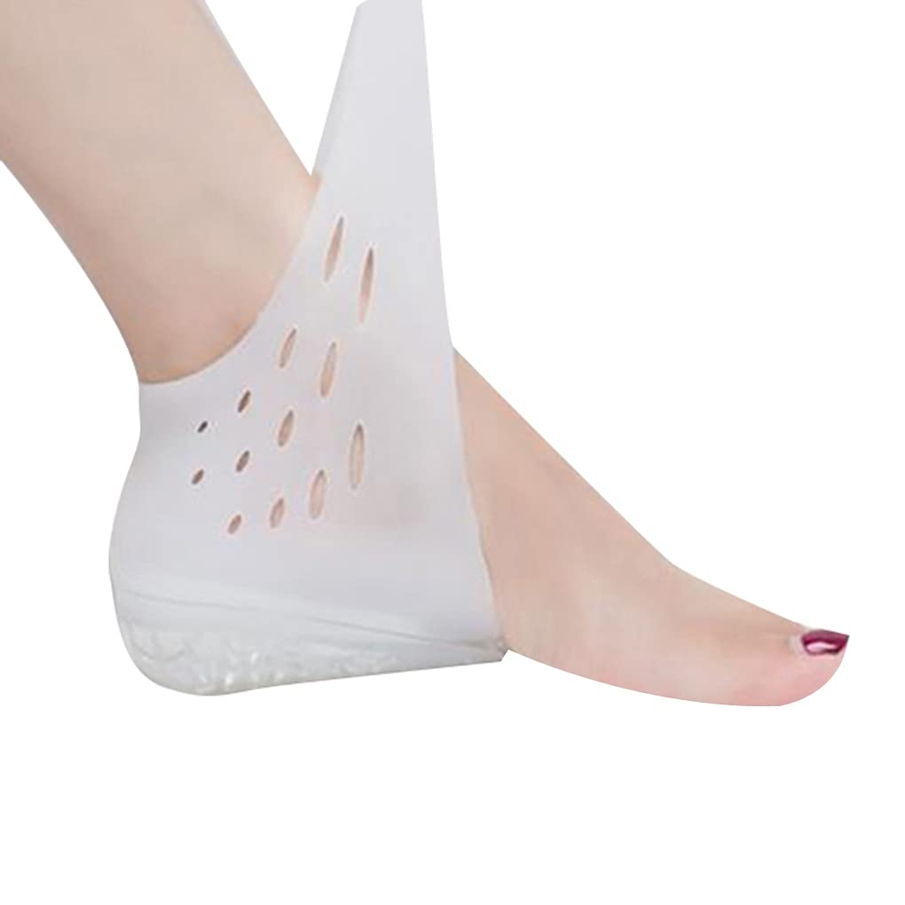 Height Increase Invisible Socks for Women & Men - Silicone Gel Heel Lift Insoles (2.0/3.0/4.0cm) - Foot Care Solution for Cracked Skin | Perfect for Dress Shoes, Boots & Everyday Comfort