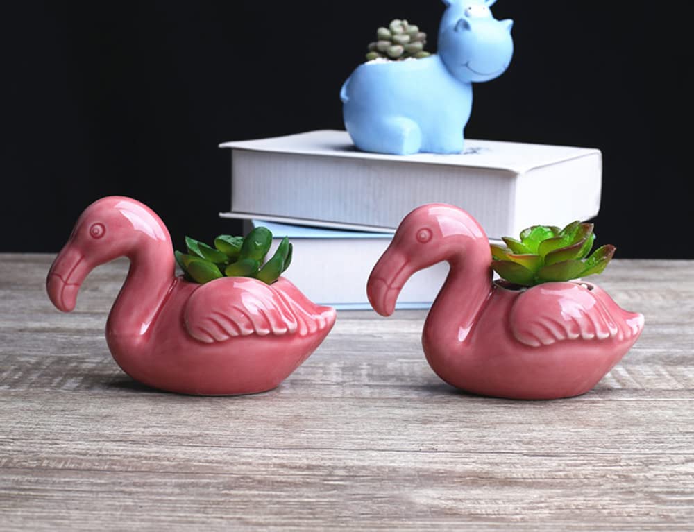 Adorable Flamingo Succulent Planter - Cute Animal Flower Pot for Home & Office Desk Decor - Perfect for Windowsills, Gift Ideas & Small Plant Lovers
