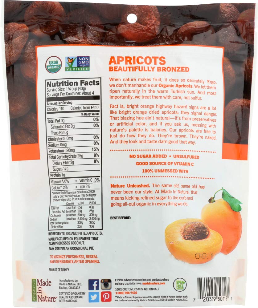 Organic Super Snacks - Made in Nature Dried Apricots, 6oz (Pack of 12) | Healthy Vegan Gluten-Free Snacks for Hiking, Office & Kids Lunch Box