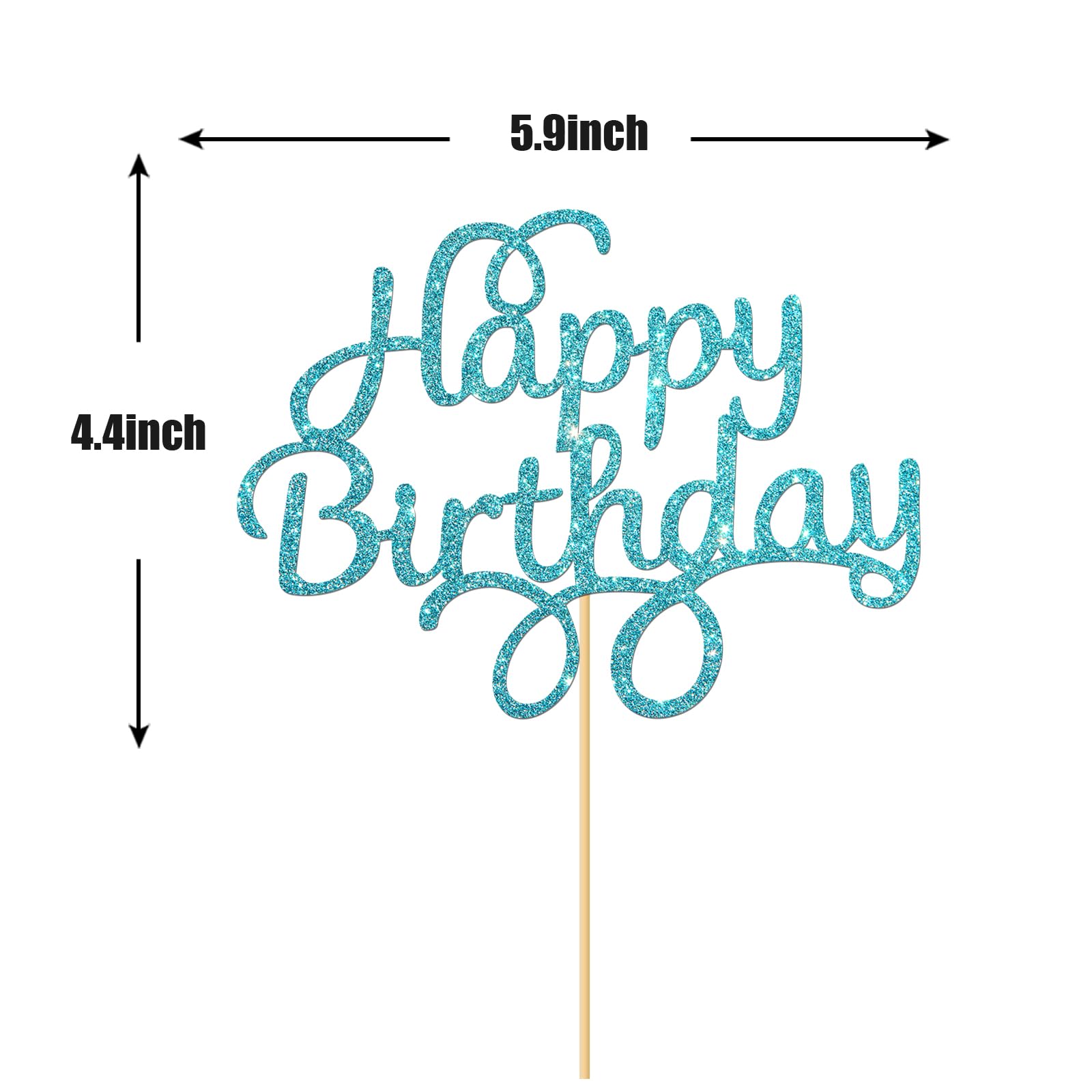 Blue Glitter Happy Birthday Cake Topper - Premium Party Decor for Birthday Cakes, Cupcakes & Desserts | Perfect for Birthday Parties, Baby Showers & Celebrations